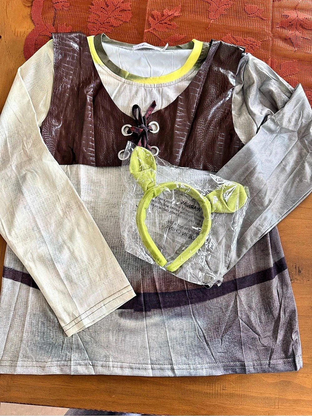 Plaid Costume Top in Gray & Brown New